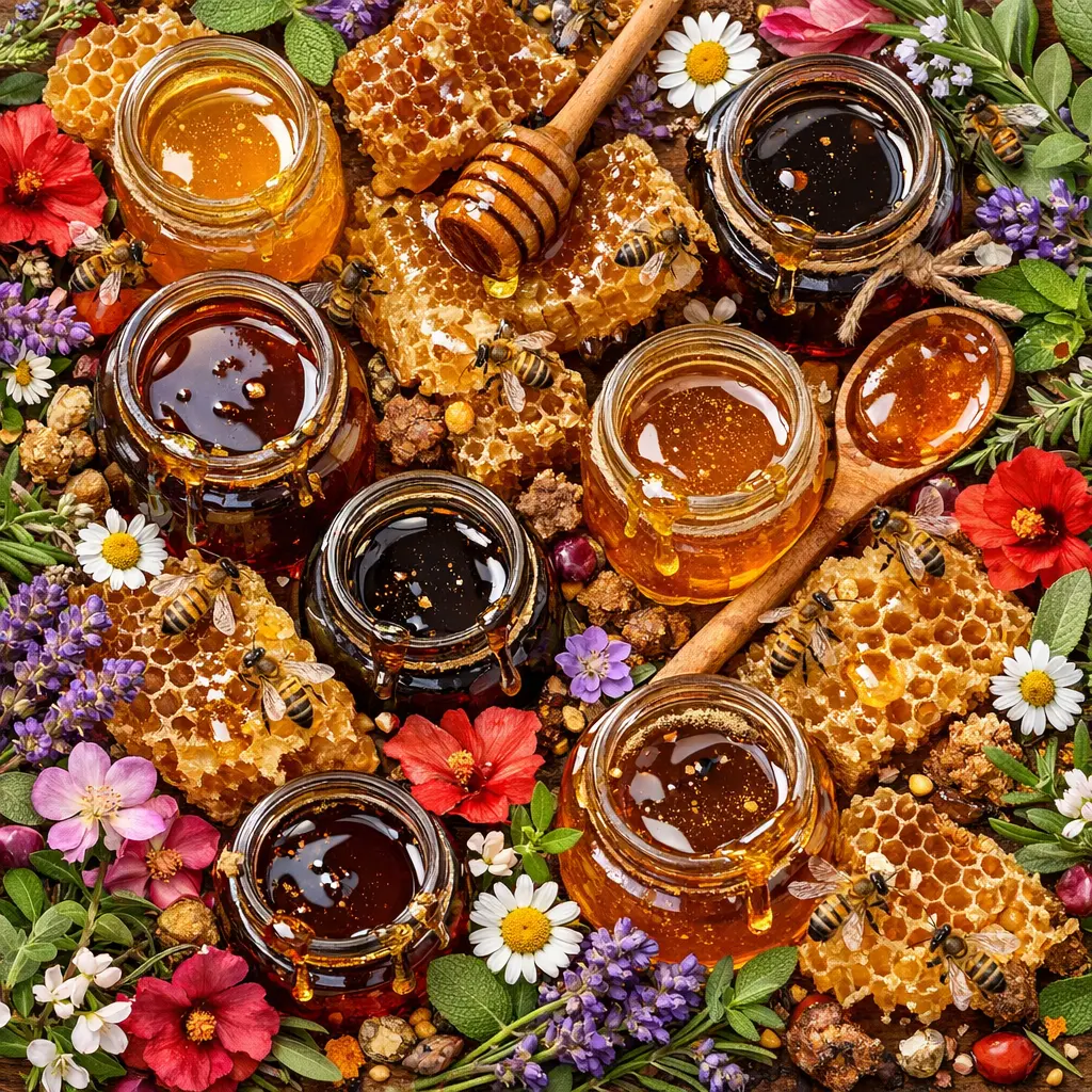 Golden raw honeycomb with dripping honey from northern Morocco cooperatives